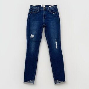 Frame Jeans Womens 28 Le Skinny De Jeanne Distressed Raw Hem Hi-Rise